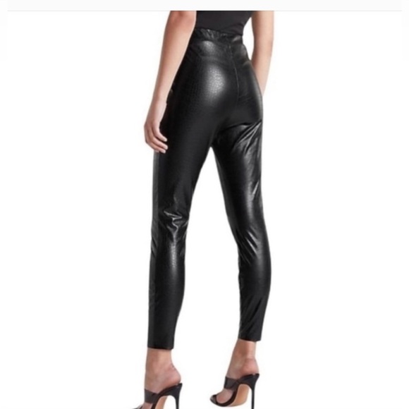 7 For All Mankind - Vegan Faux Crocodile Embossed Stretch Pants - Black - Medium - Picture 6 of 8